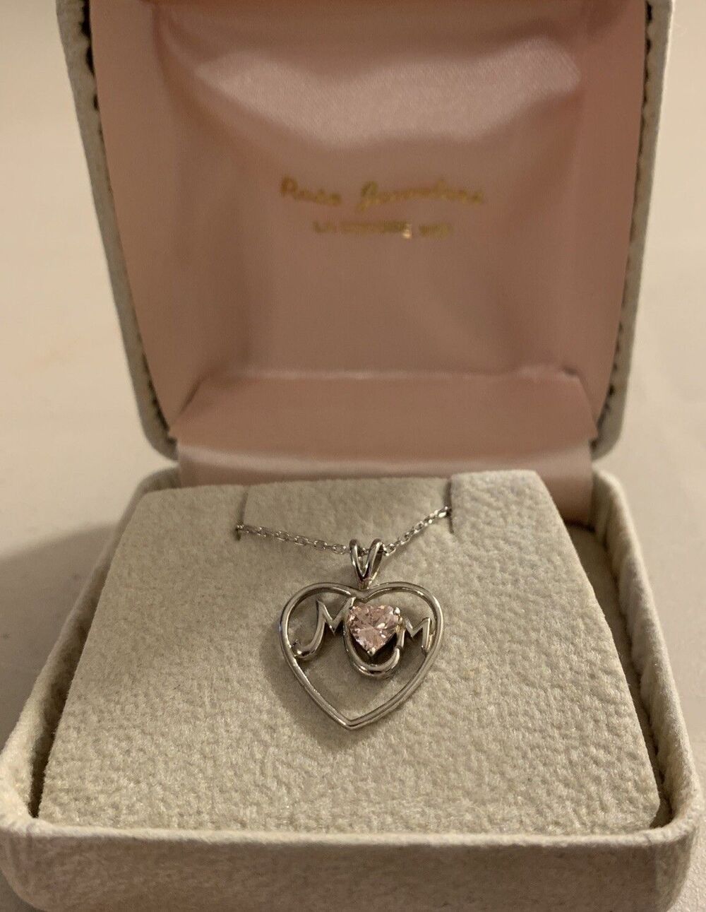 Sterling Silver MOM Open Heart Necklace 18” Gift